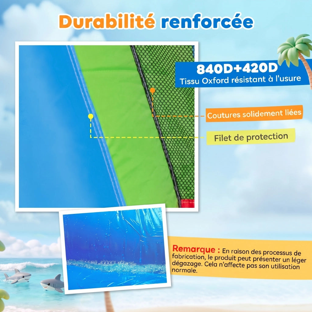 Casetta gonfiabile con scivolo, trampolino e piscina ¨C zephmum ¨C 390x300x197 cm, multicolore