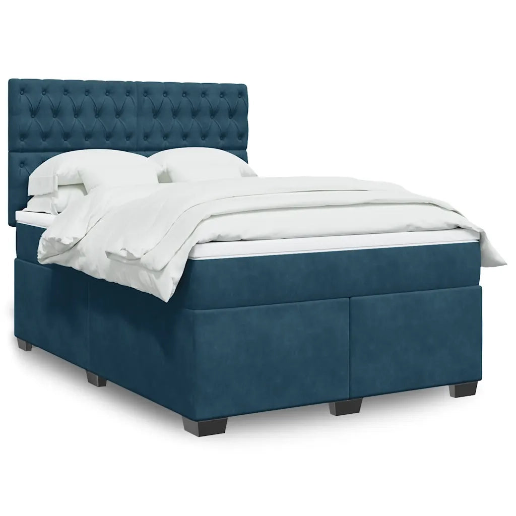 Giroletto a Molle con Materasso Blu 140x200 cm in Velluto 3290940