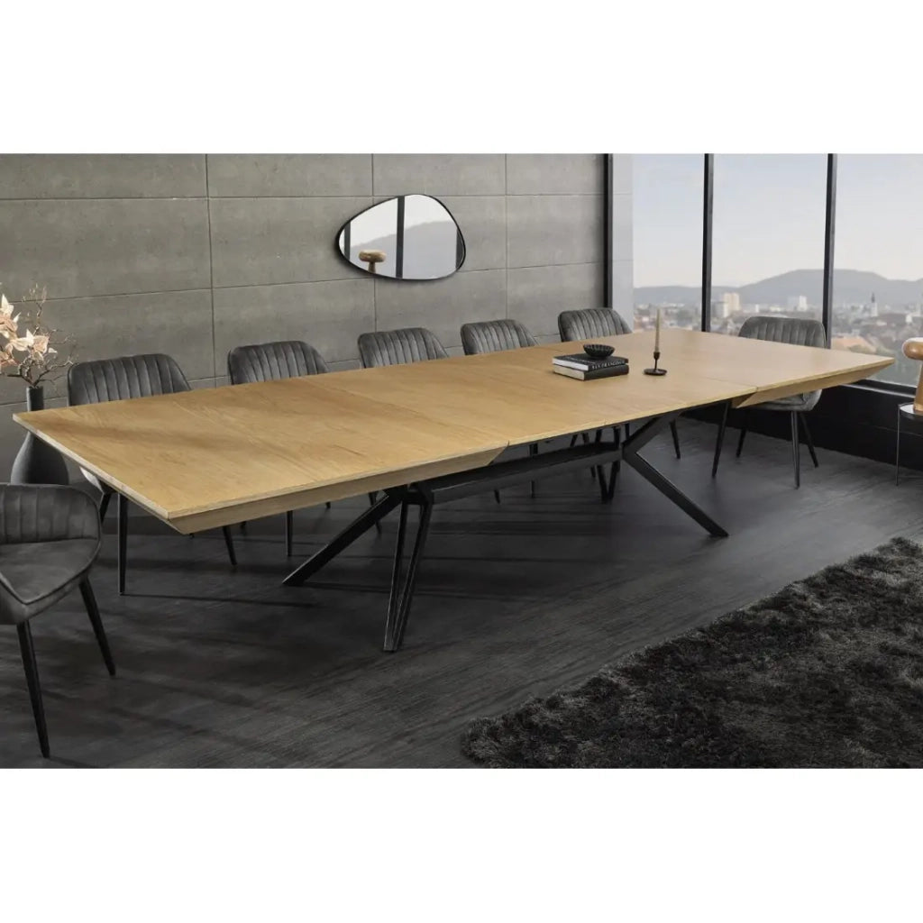 Tavolo da pranzo RADIAM – MDF impiallacciato noce chiaro e metallo – 200-320 cm – Estensibile