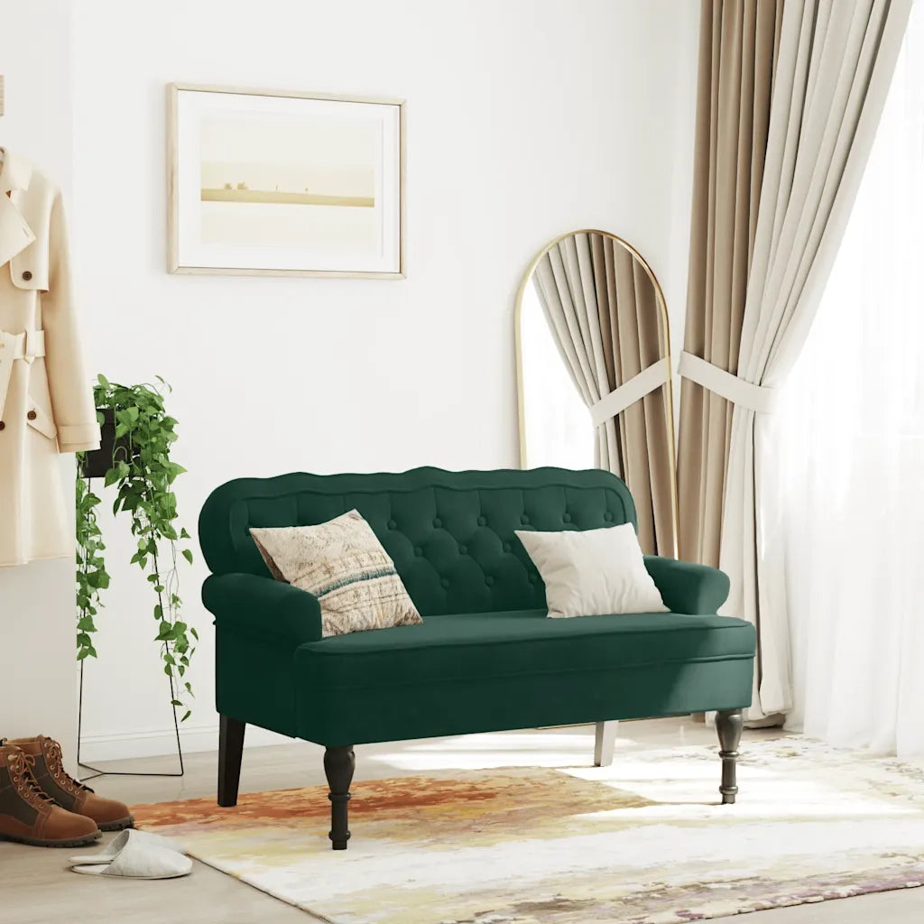 Panca con Schienale Verde Scuro 119,5x64,5x75 cm in Velluto CFW8086069