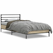 Letto singolo | Letto per adulti | Giroletto Rovere Sonoma 100x200 cm Legno Multistrato e Metallo