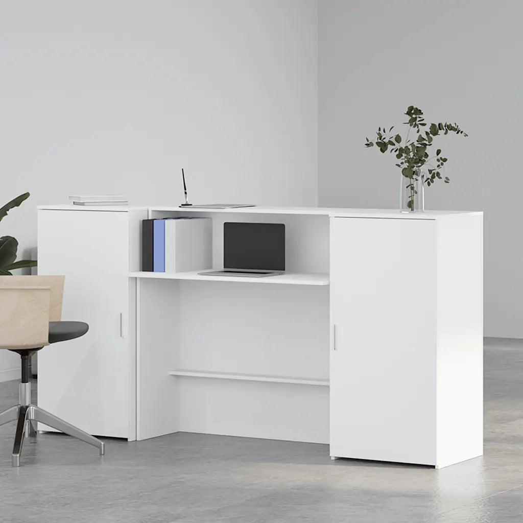 Banco Reception | Scrivania | Tavolo da Ufficio Bianco 200x50x103,5 cm in Legno Multistrato
