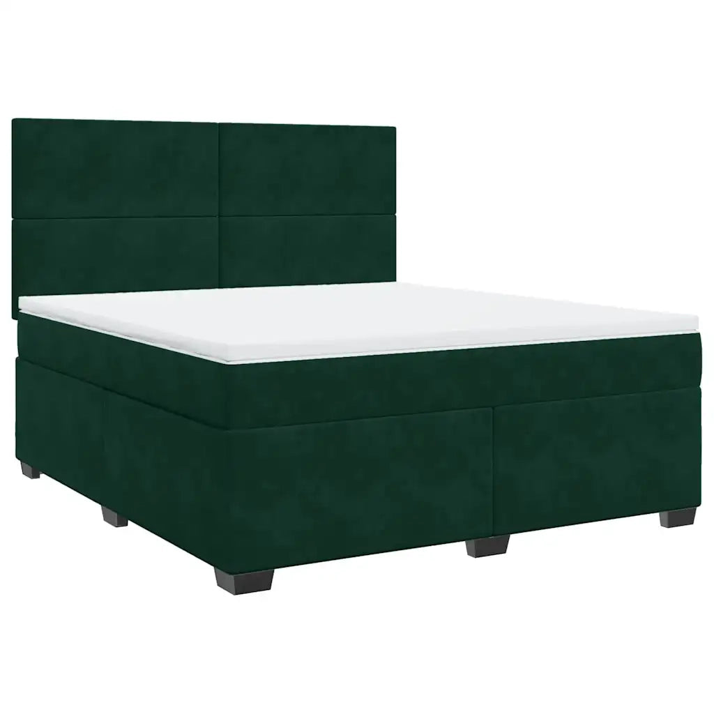 Giroletto a Molle con Materasso Verde Scuro 180x200 cm Velluto