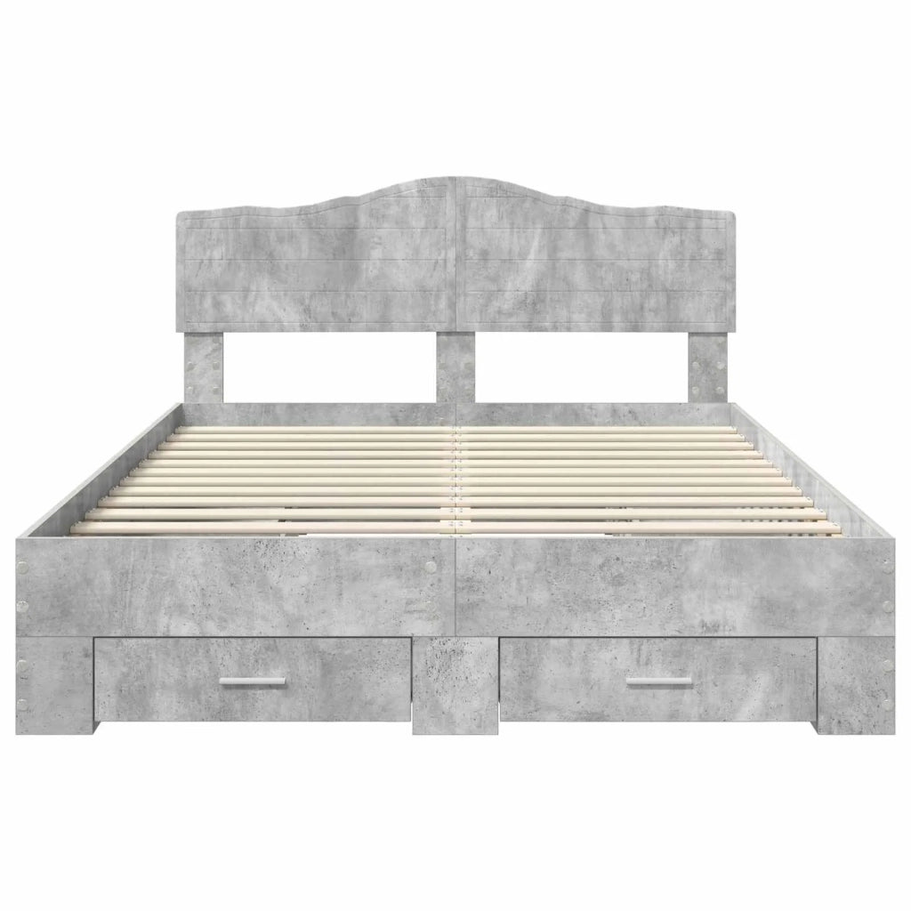 Struttura del letto con testiera Grigio cemento 140 x 190 cm