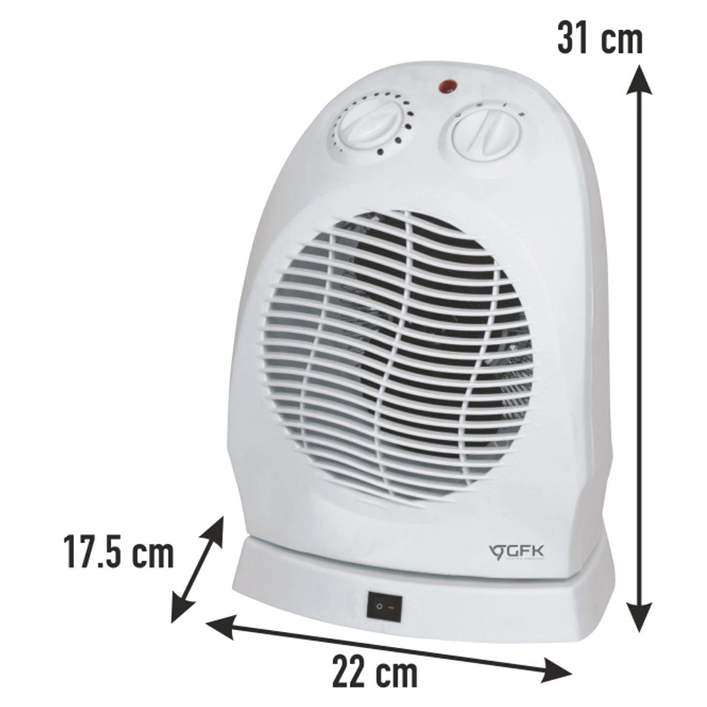 Caldobagno Termoventilatore Stufa Elettrica 2000W Oscillante Scalda Bagno Bianco