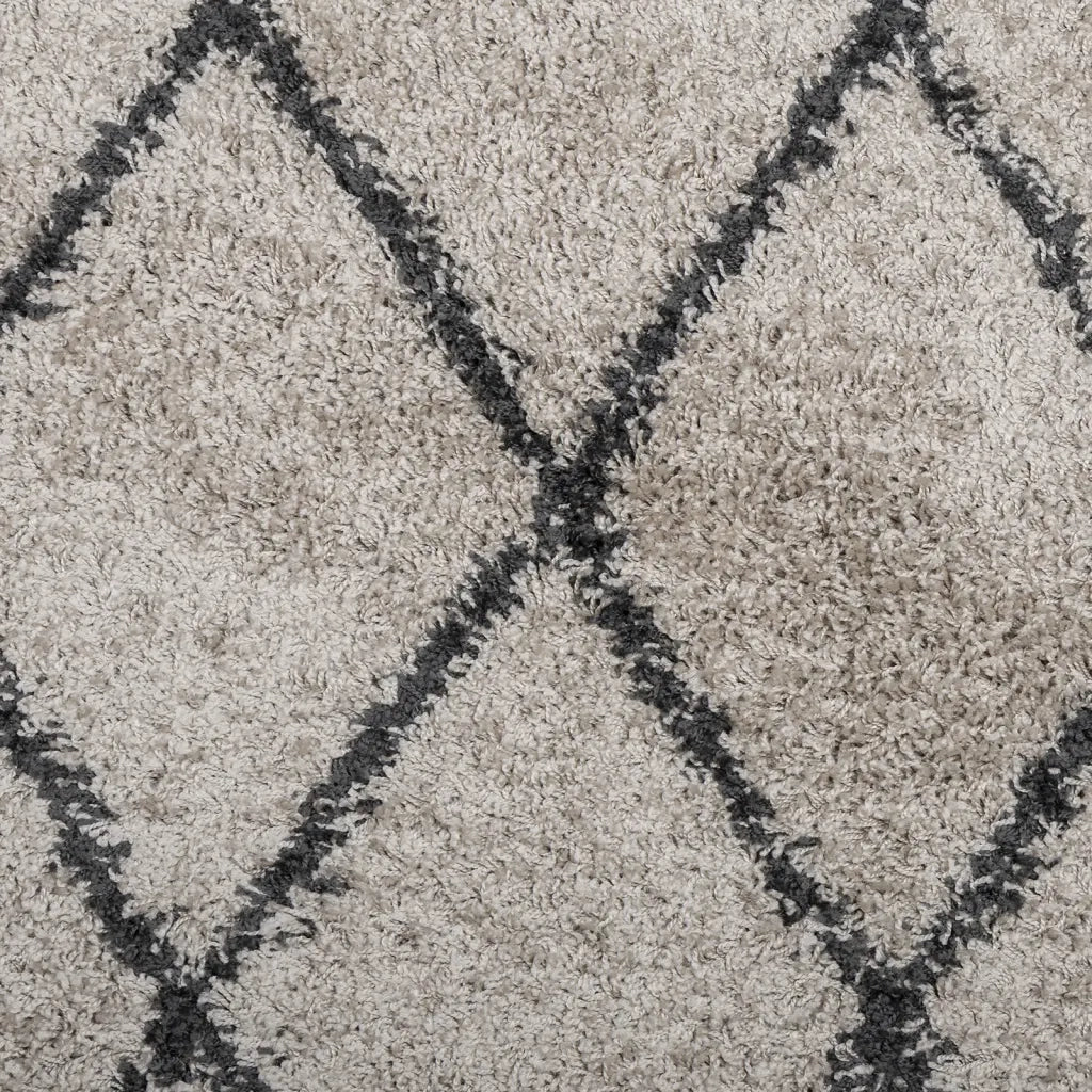 Tappeto Shaggy PAMPLONA a Pelo Lungo Beige e Antracite Ã˜ 80 cm