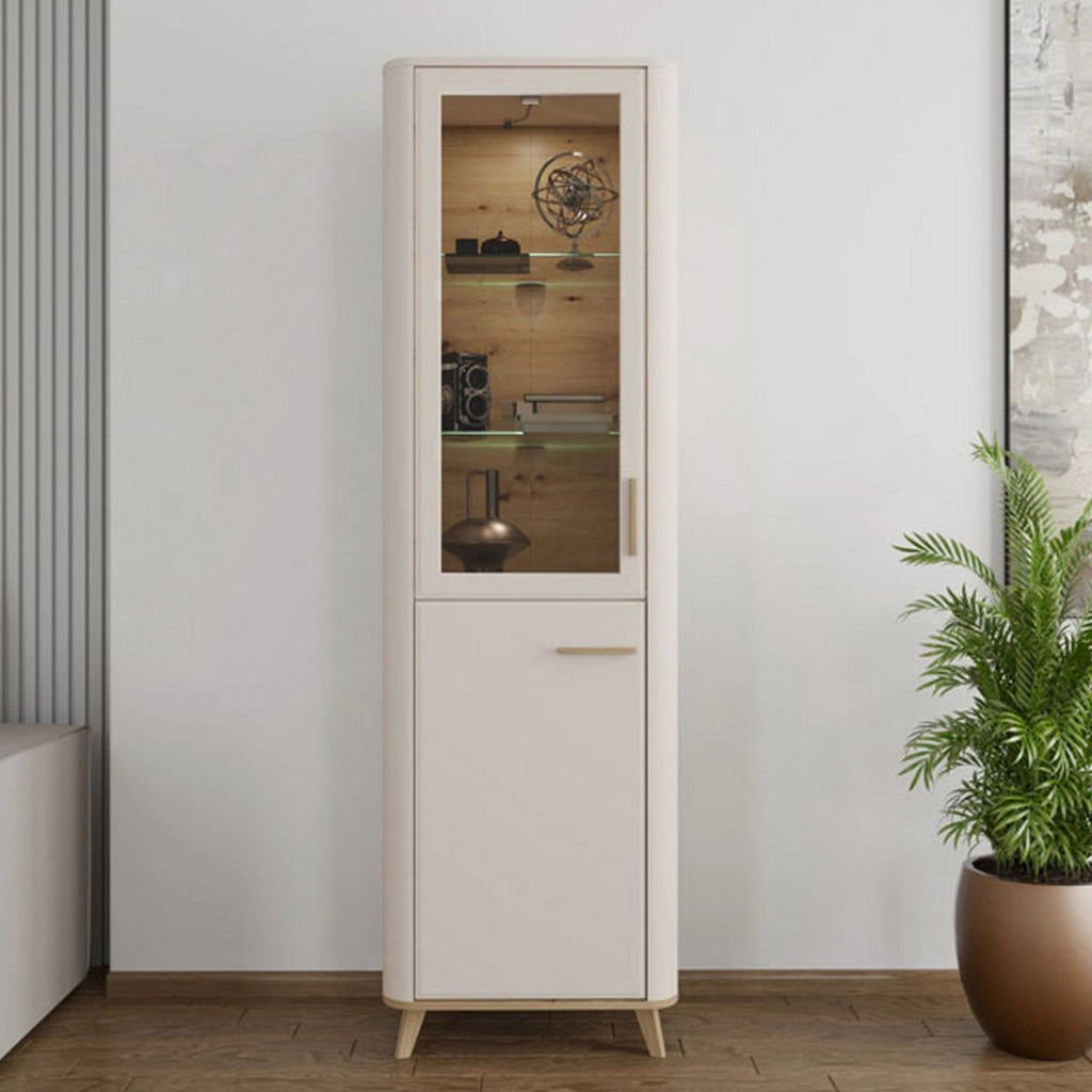 Mobile Espositore Sparso, Vetrina 4 Ripiani, 58x40x193h cm Beige