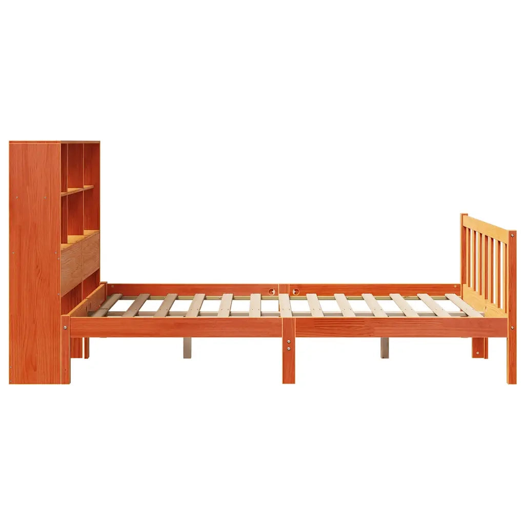 Letto Libreria senza Materasso Marrone Cera 150x200 cm in Pino 3321723