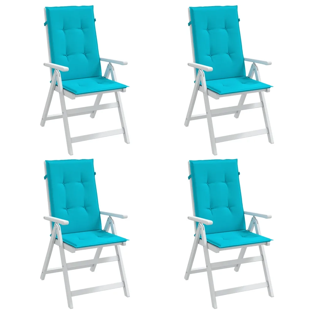 Cuscini per Sedia con Schienale Alto 4 pz Turchese in Tessuto 361272