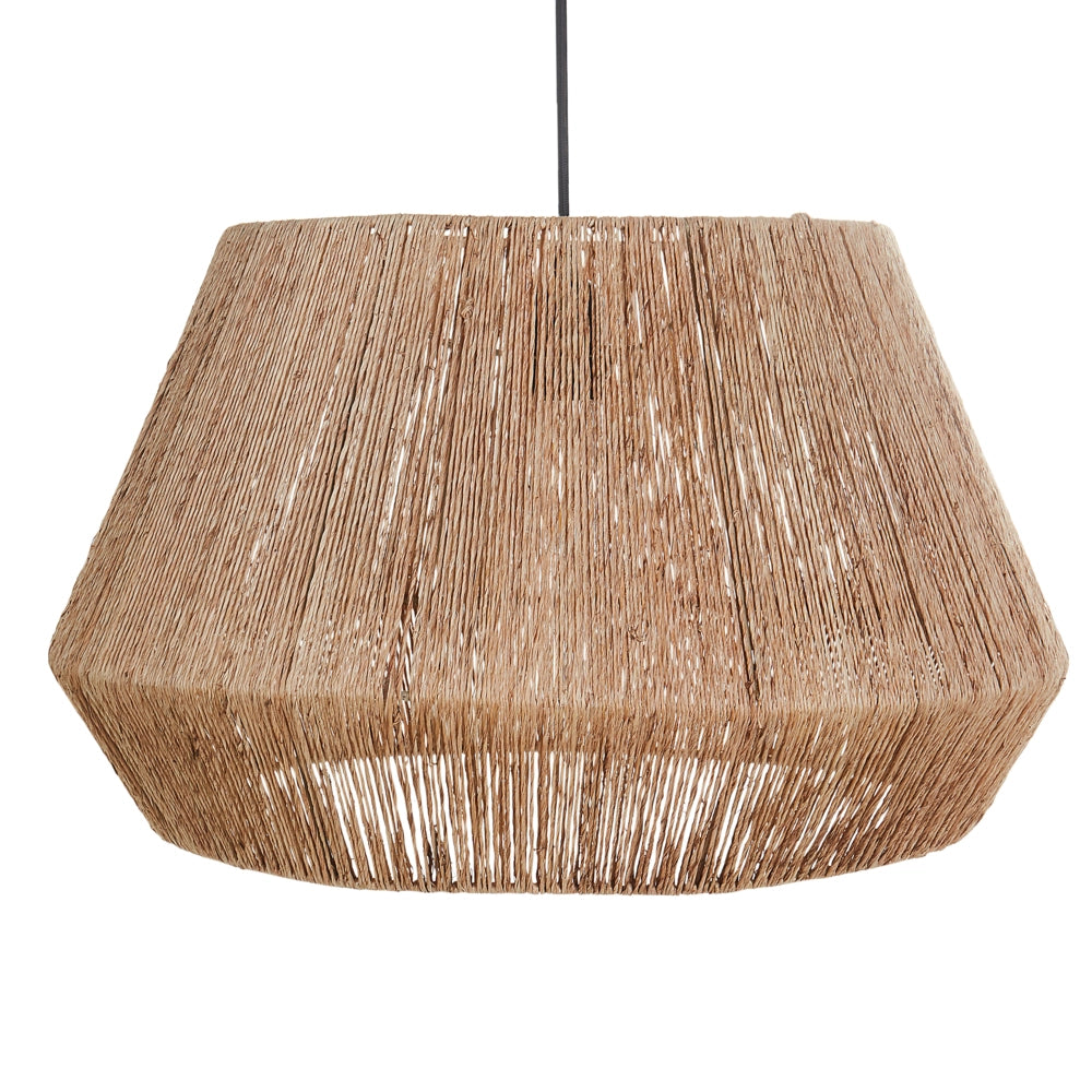Lampada a sospensione Paralume di iuta naturale Base di ferro nero Lampo boho a sospensione Soggiorno Camera da letto Corridoio