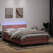 Letto a Molle con Materasso e LED Rosa 160x210 cm in Velluto 3316988