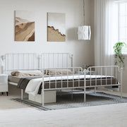 Giroletto con Testiera e Pediera Metallo Bianco 193x203 cm 373960