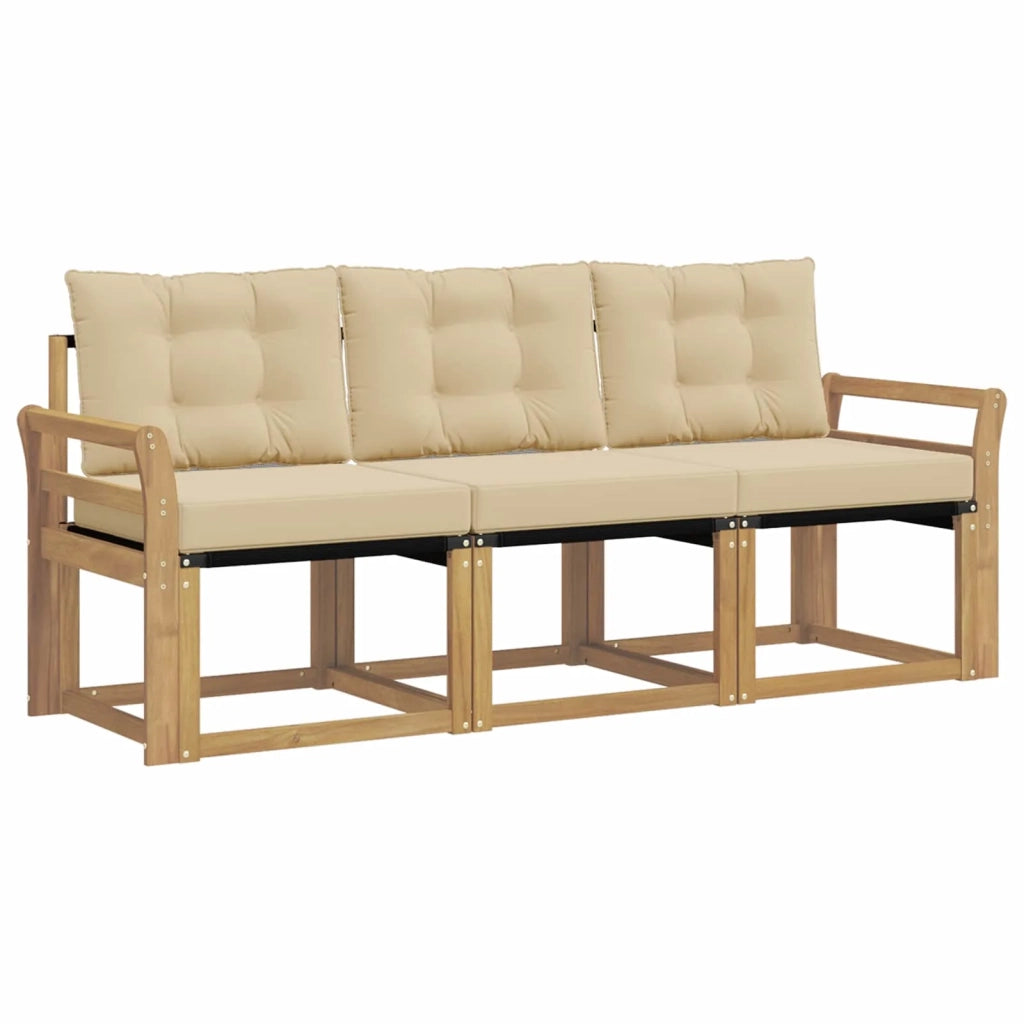 Set di divani da esterno con cuscino 3 pcs Bianco e Beige 3389167