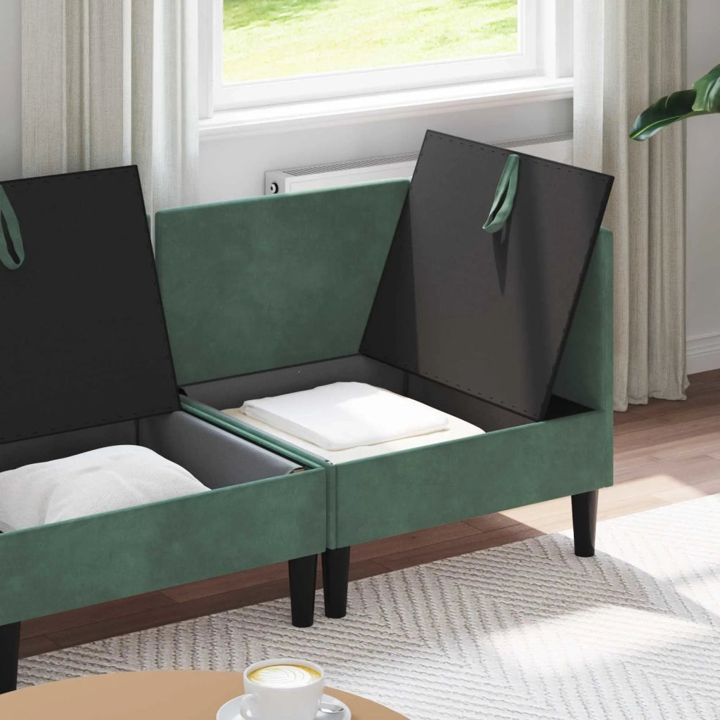 Set di mobili per il soggiorno 3 pcs Verde Mare Velluto