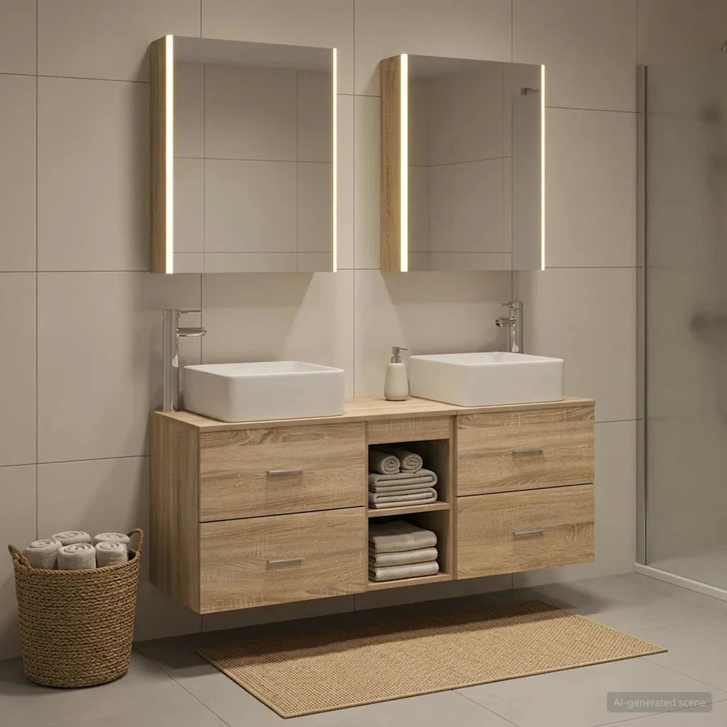 Set di mobili per il bagno 5 pcs Rovere Sonoma 3406769