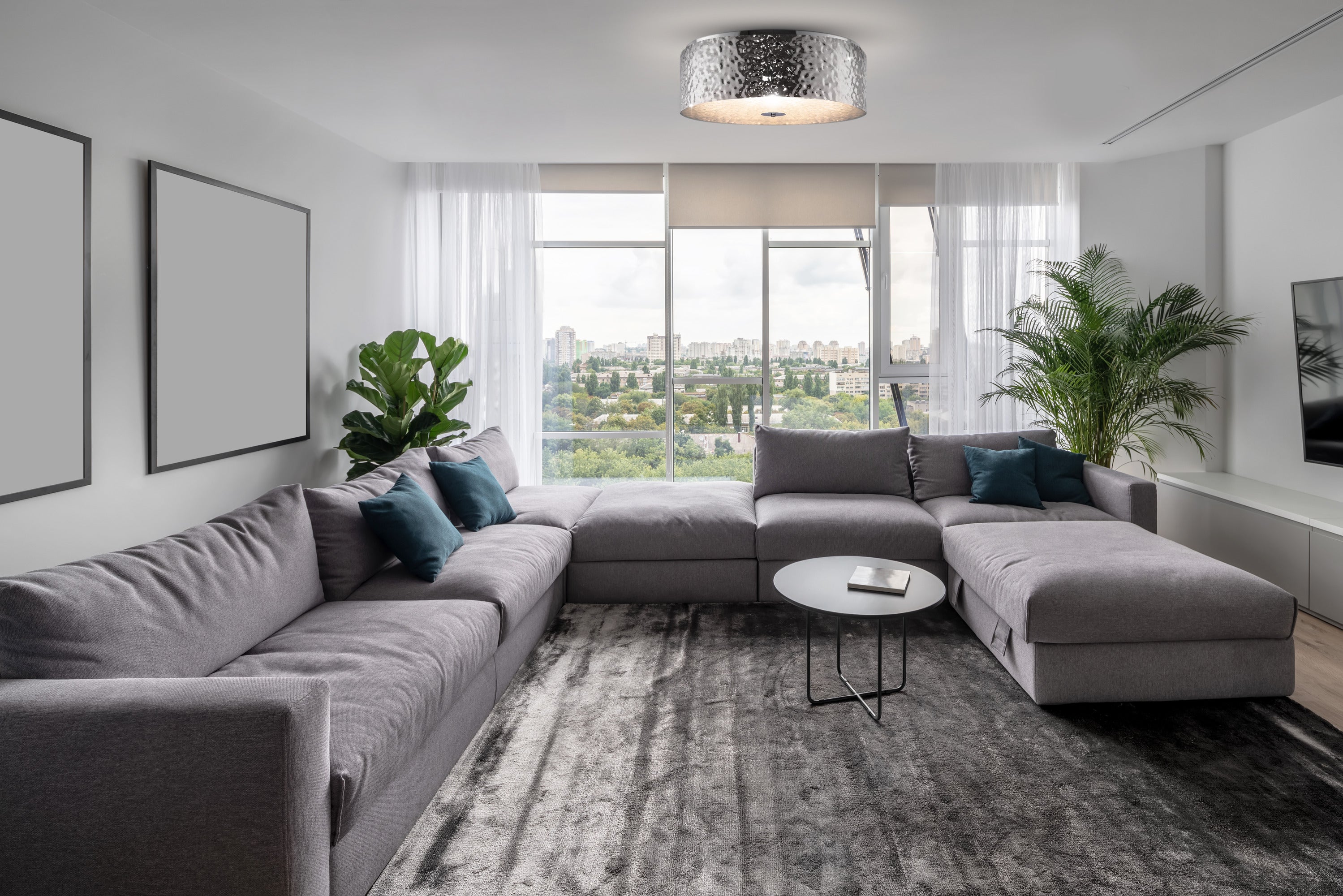 Plafoniera Modern in Metallo Ripple Cromo