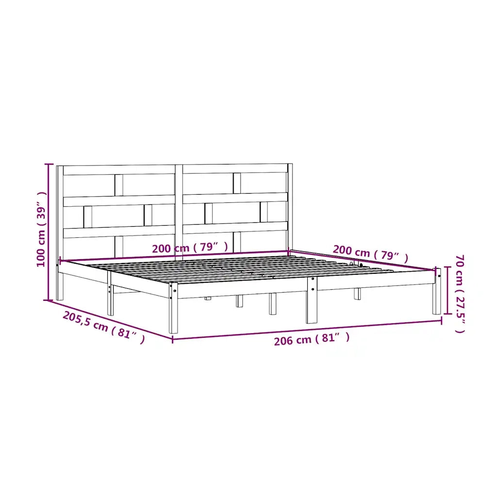 Giroletto Nero in Legno Massello di Pino 200x200 cm 3101242