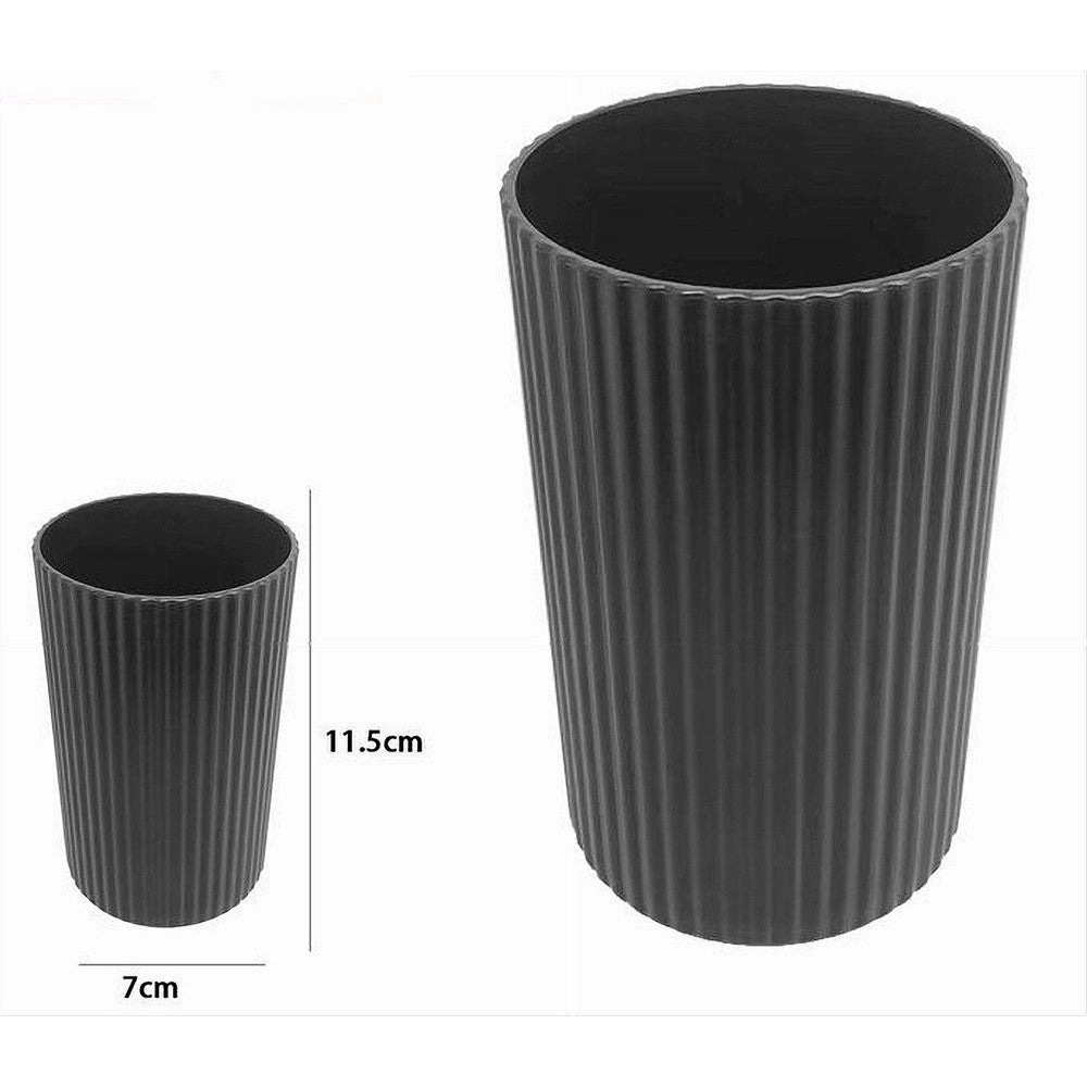 Trade Shop - Bicchiere Porta Spazzolini Grigio Scuro Rigato Accessori Per Arredo Bagno 79171 -
