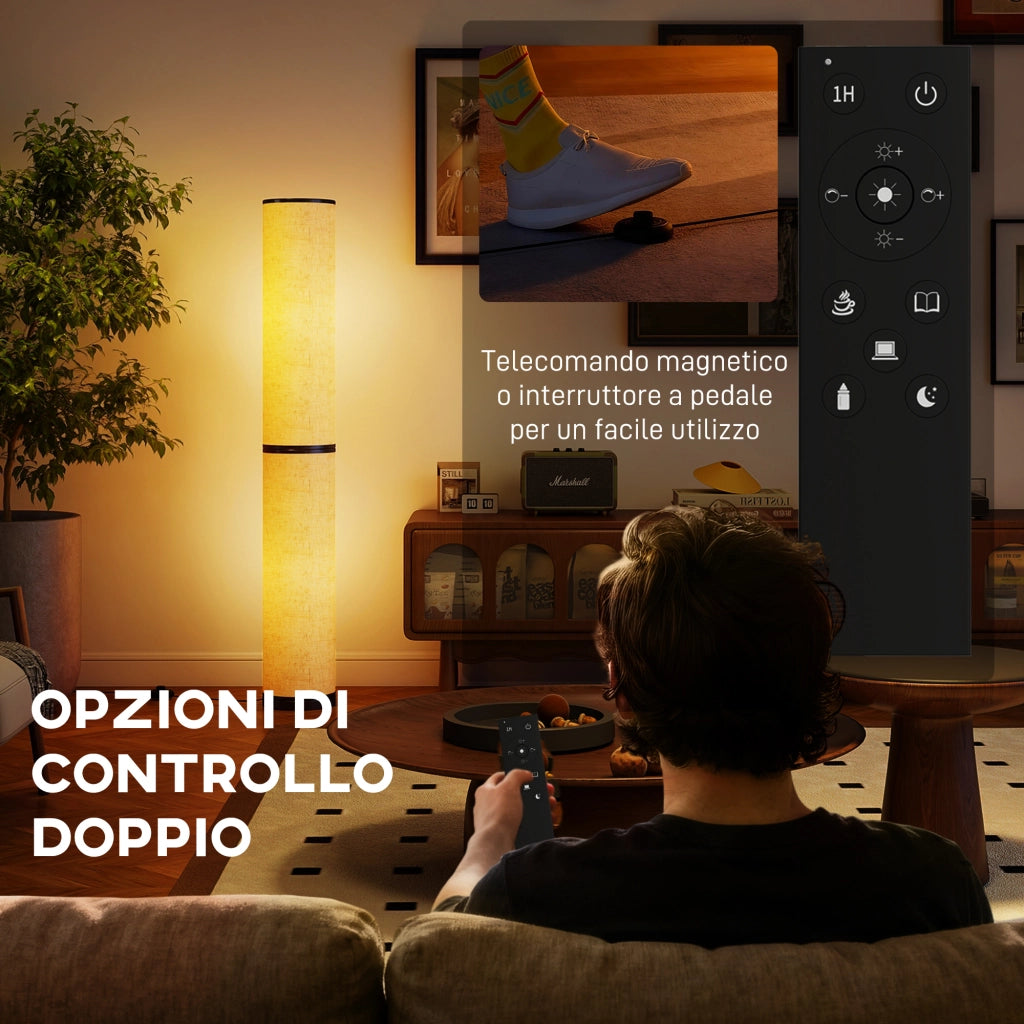 Lampada da Terra con Telecomando e Regolazione Temperatura ¨C zephmum ¨C 3000-6000K, Tessuto, ?20x135 cm, Beige