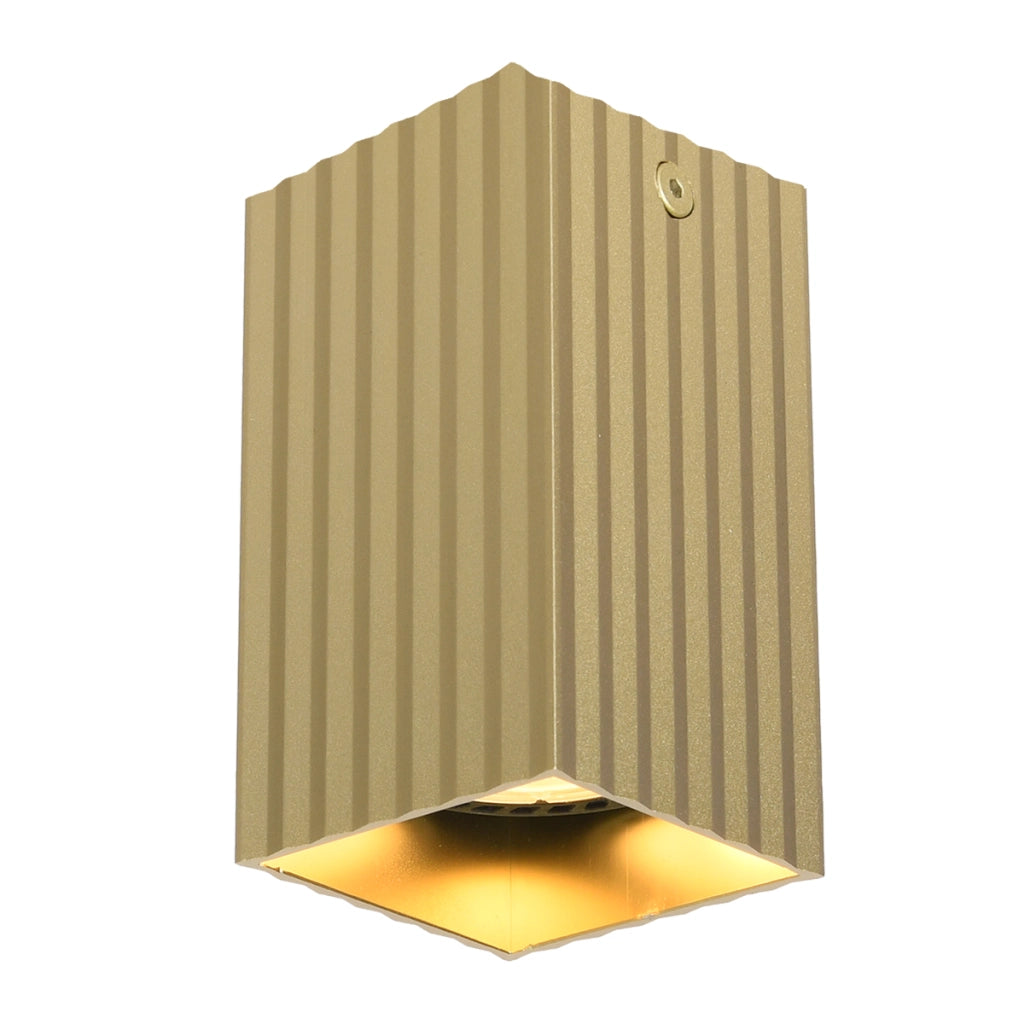 Spot soffitto quadrato rigato oro 10cm GU10 Tecno Italux