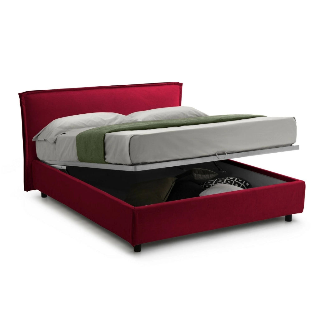 Letto Matrimoniale Brunate, Letto Matrimoniale Materasso Incluso Made in Italy, Rosso