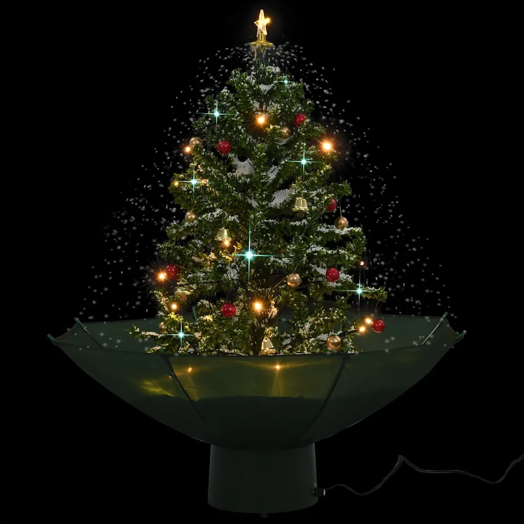 Albero di Natale con Neve e Base a Ombrellone Verde 75 cm cod mxl 18020