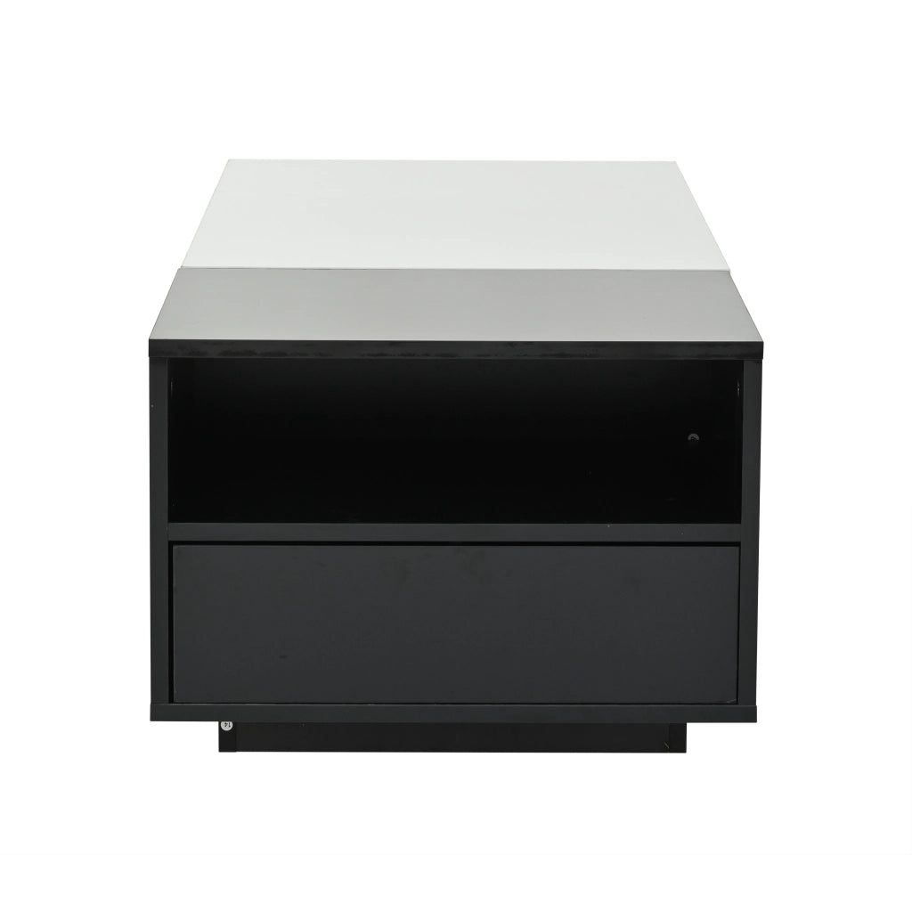 TAVOLINO DA SALOTTO 100 x 50 x 38 cm Bianco/Nero in pannello di particelle con 2 cassetti