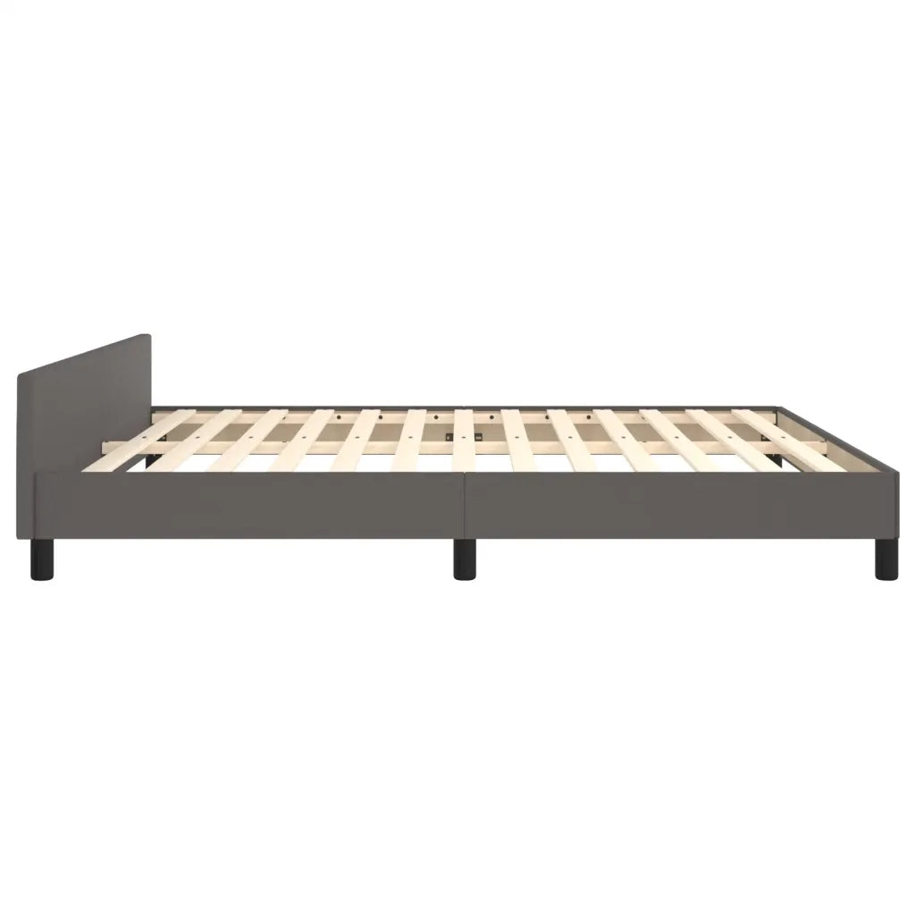 Giroletto con Testiera-Struttura Letto con testiera Grigio 180x200 cm in Similpelle 398264