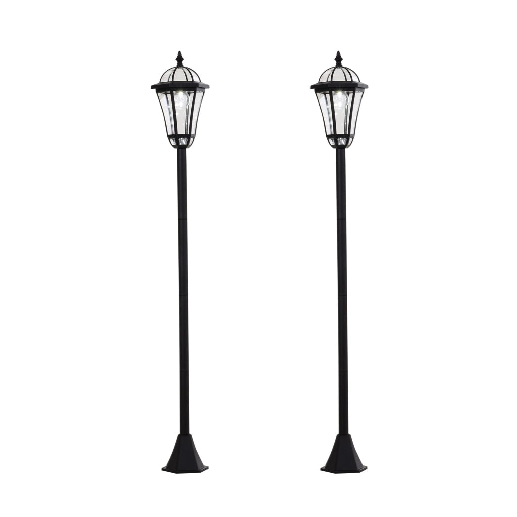 Set 2 Lampioni Solari per Giardino con 2 LED e Accensione Automatica   Nero