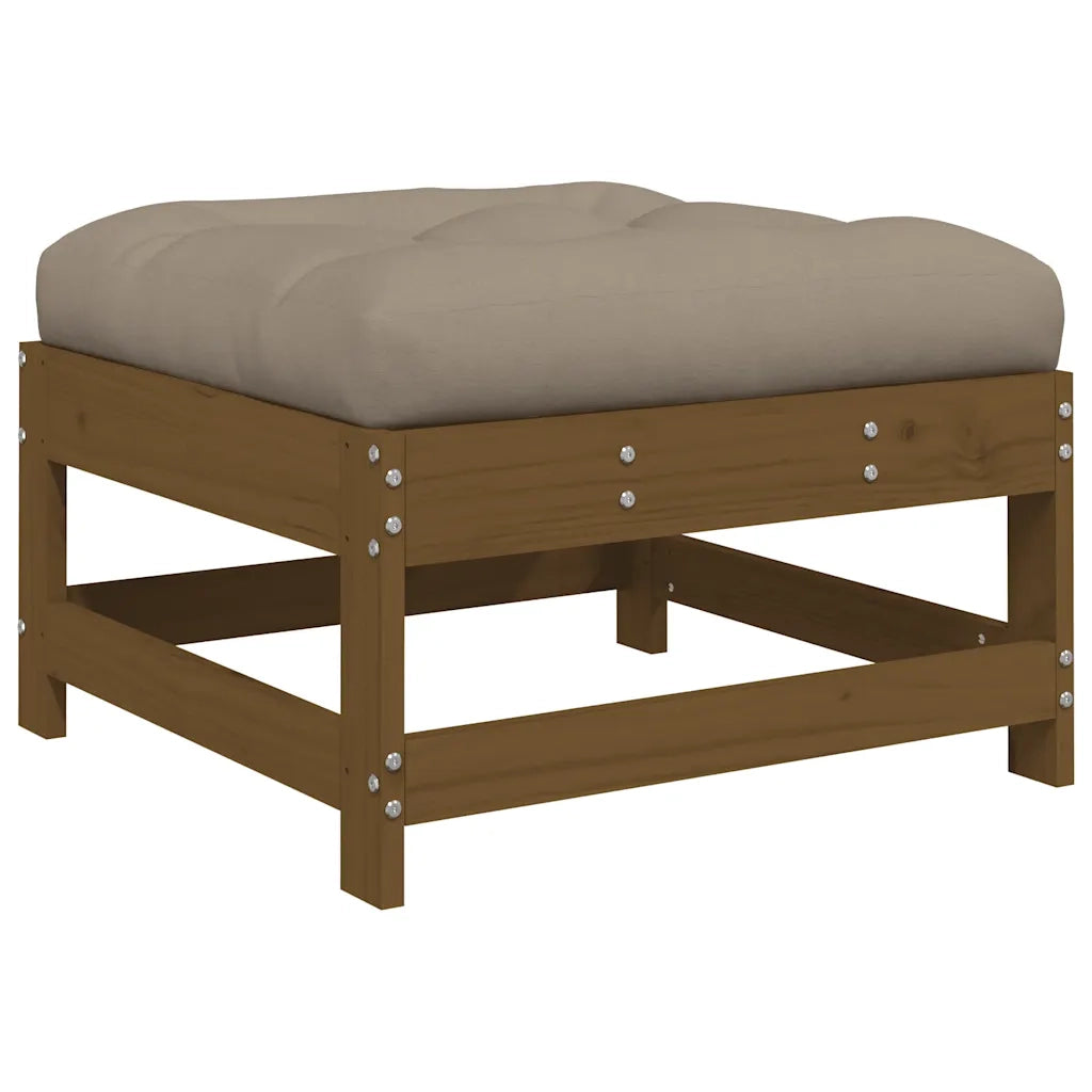 Sedia da giardino-Poggiapiedi Giardino con Cuscini 2pz Legno Massello Pino Ambra