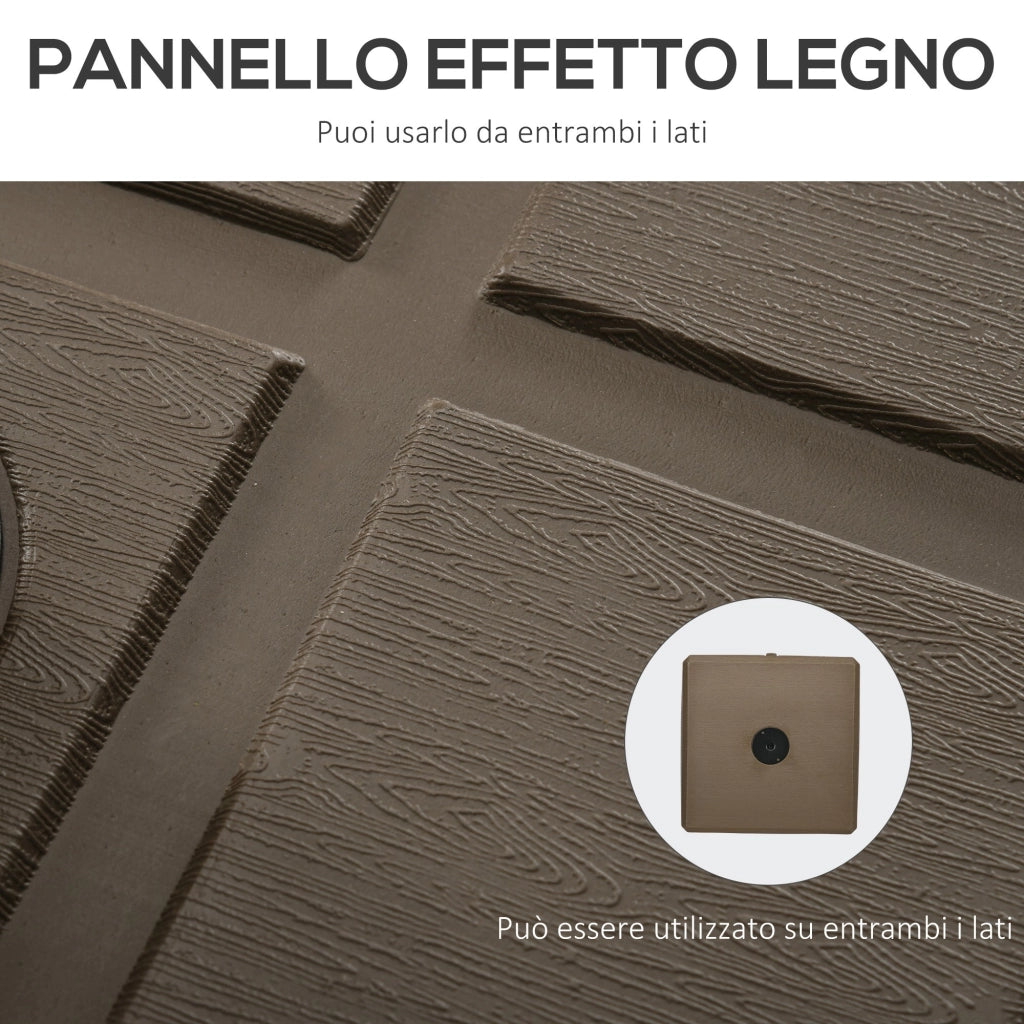Base per Ombrellone 49x49x36,5 cm Riempibile con Maniglia in HDPE e Acciaio Marrone