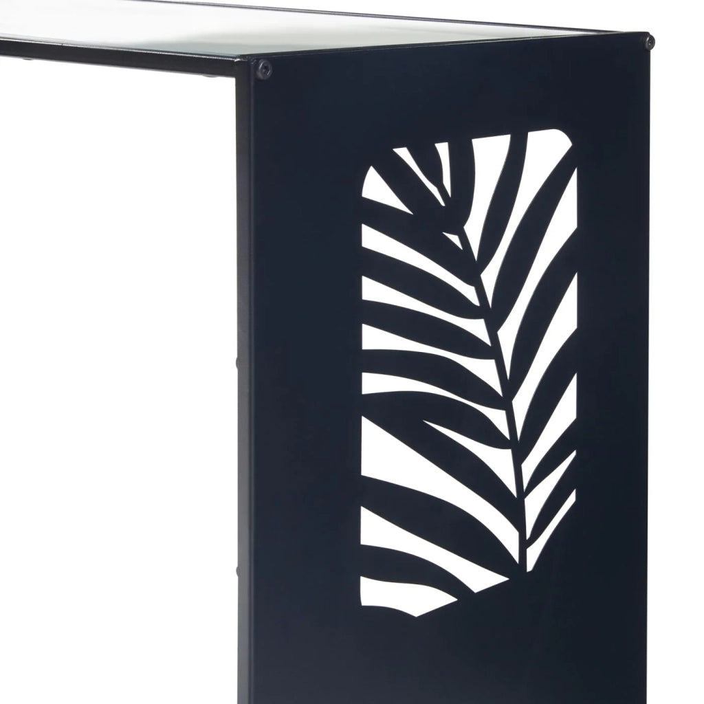 Tavolino laterale 50 x 50 x 35 cm metallo vetro nero 03_0010970