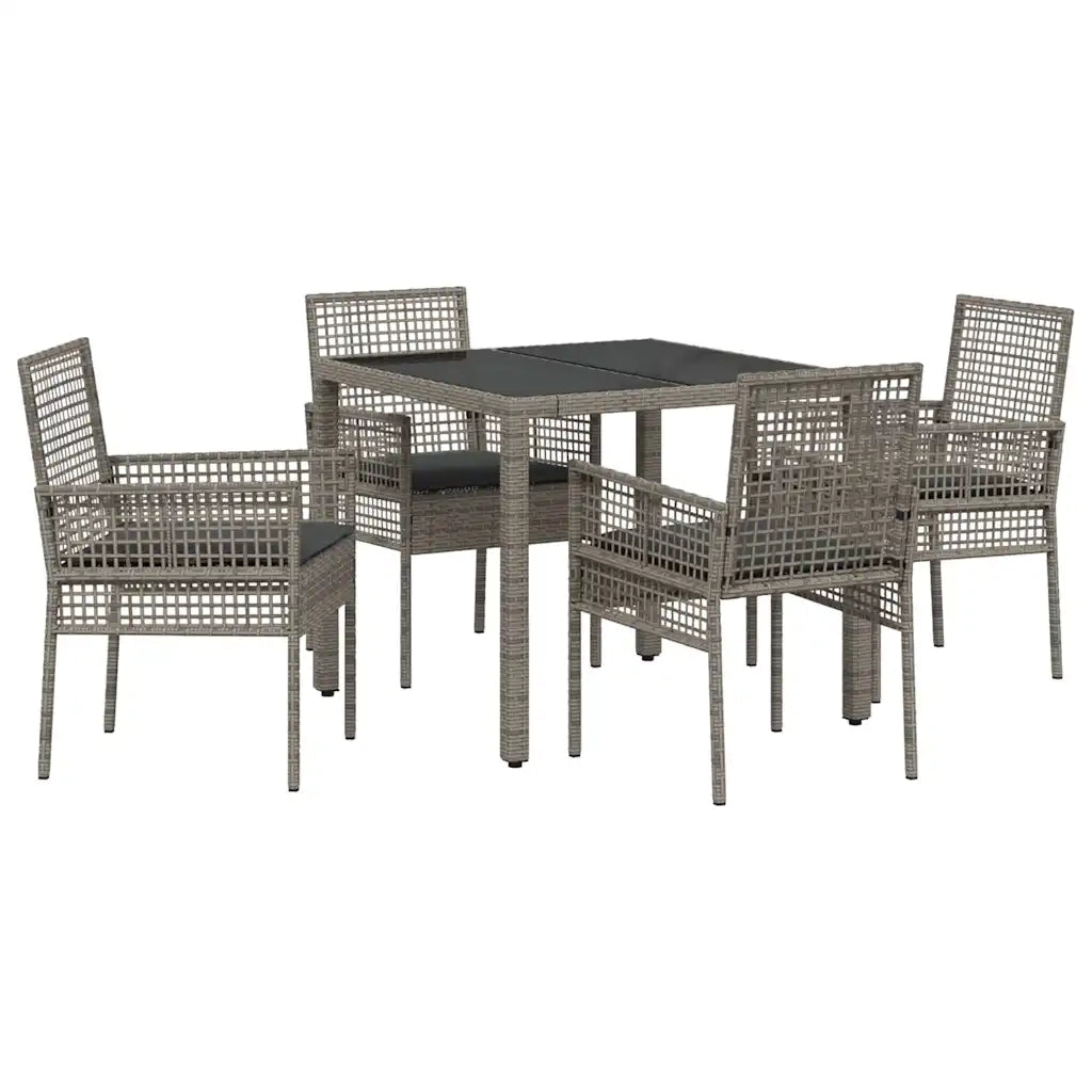 Set da Pranzo per Giardino 5 pcs Grigio polyrattan 3334872
