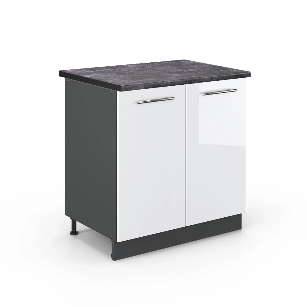 Mobile lavello cucina Fame-Line Bianco lucido/Antracite 80 cm con ripiano, PL Antracite Vicco