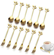 Set di 12 posate per dessert in oro