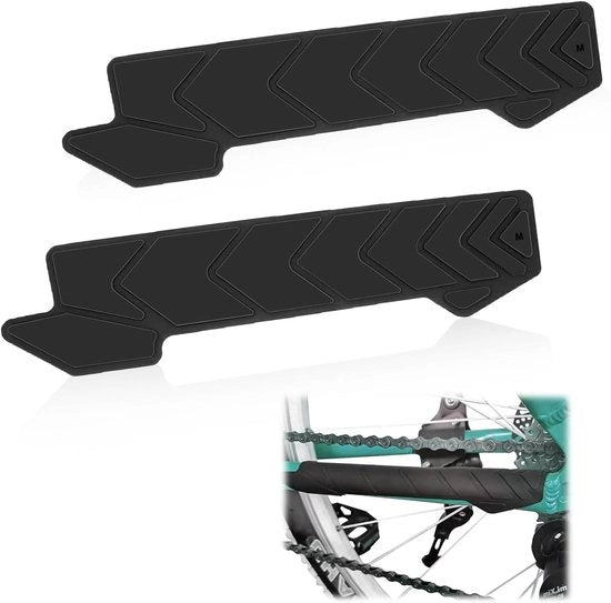 Protezione per sella e protezione per telaio in silicone per MTB - 2 pezzi (nero)