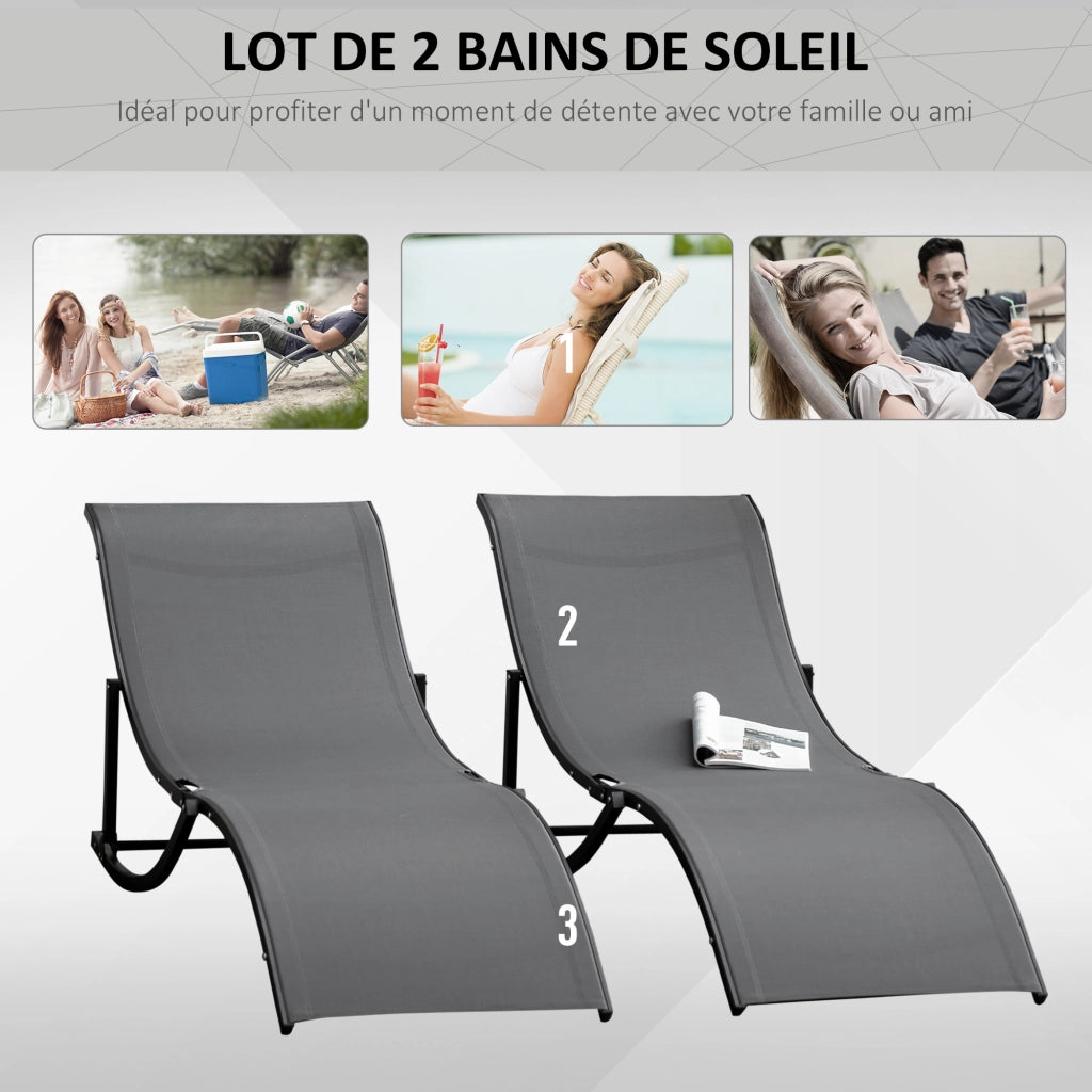 Lettini prendisole pieghevoli 2 pezzi ¨C zephmum ¨C antracite alluminio textilene 120 kg