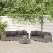 Set Divani da Giardino 7 pz con Cuscini in Polyrattan Grigiocod mxl 76665