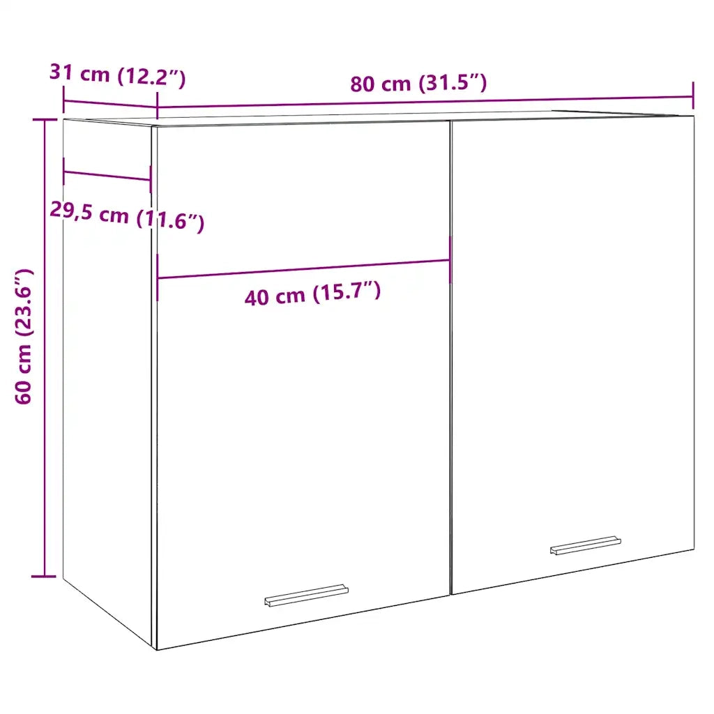 vidaXL Mobile Pensile “Lyon” Rovere Artigianale 80x31x60 cm