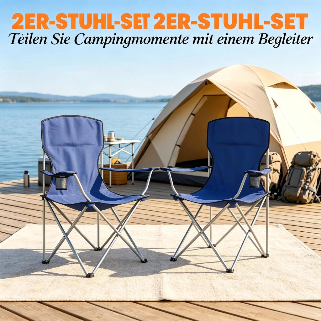 Lotto di 2 chaises de camping pliantes con porte-gobelet, sacca di trasporto e haut dossier