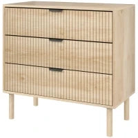 Cassettiera 3 Cassetti in Legno per Camera e Ingresso Stile Nordico, 80x40x77.5 cm, Rovere
