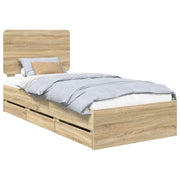 Letto singolo | Letto per adulti | Struttura del letto con cassetto Rovere Sonoma 100 x 200 cm