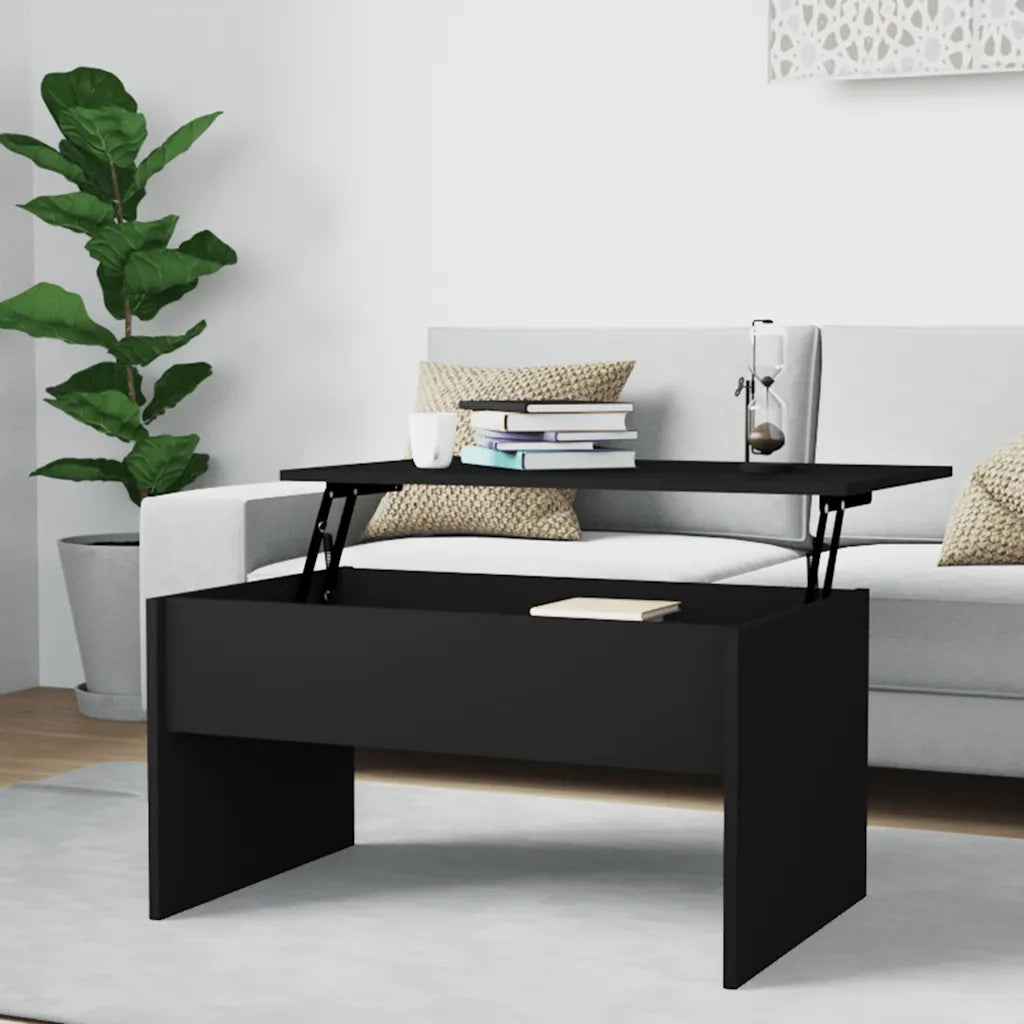 Tavolino da Salotto Nero 80x55,5x41,5 cm in Legno Multistrato 809639