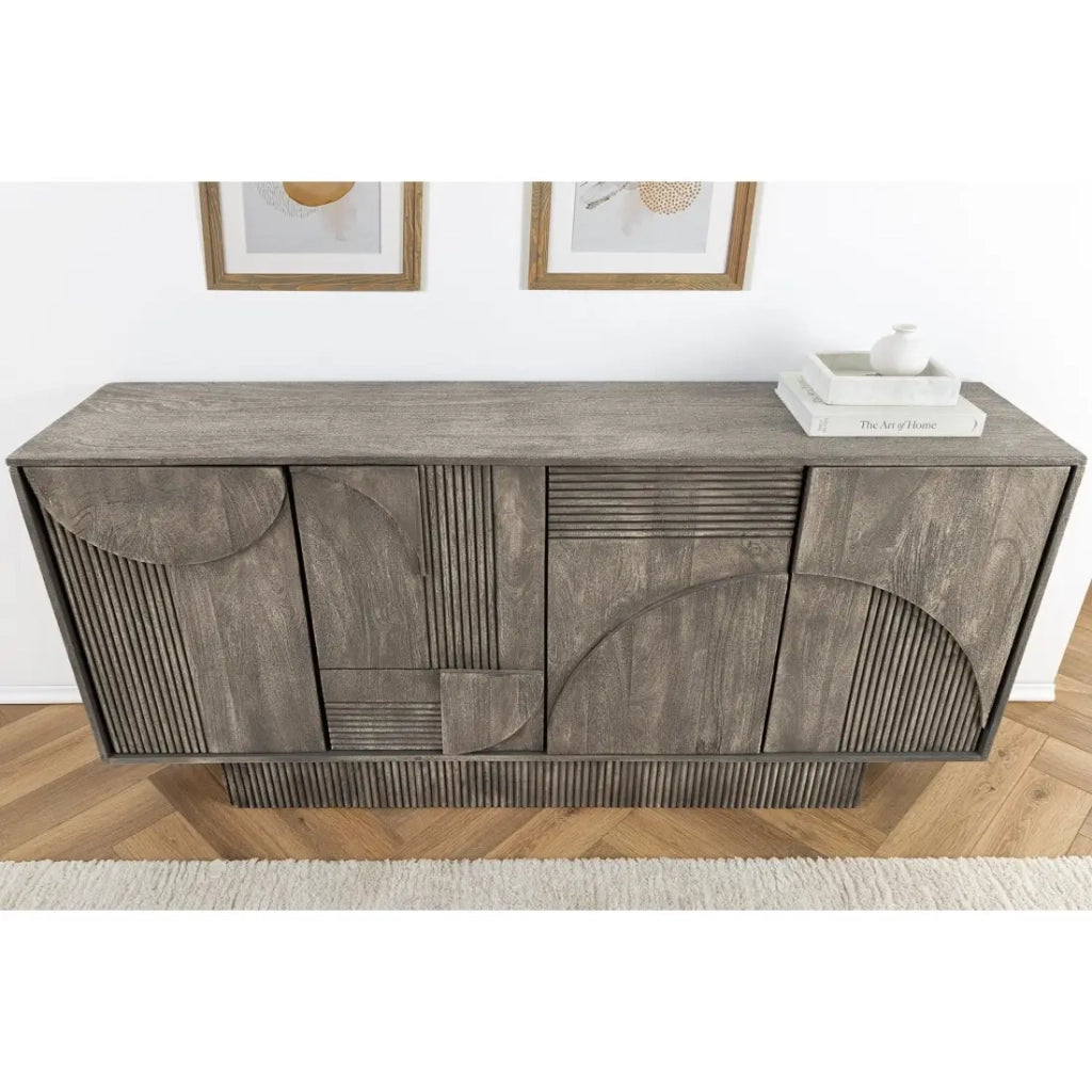 Buffet 170 cm 4 porte legno massiccio mango grigio fumé - Collezione ORINO