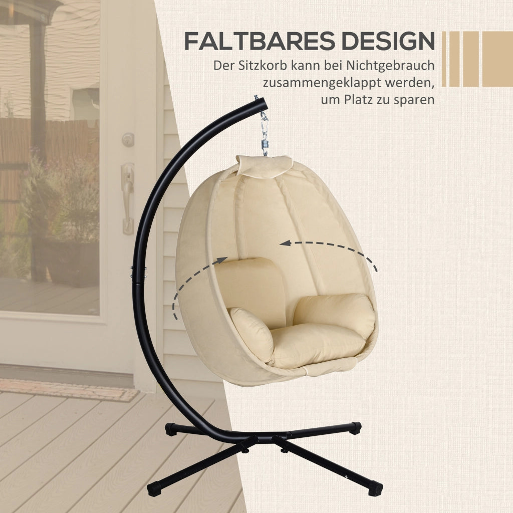 Poltrona dondolo a uovo con cuscino ¨C Zephmum ¨C Khaki 125x95x170 cm