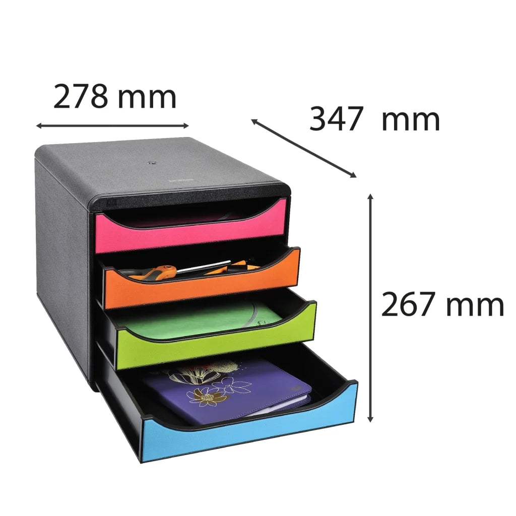 Exacompta Set Cassetti da Scrivania Big-Box "Harlequin" con 4 Cassetti 444583