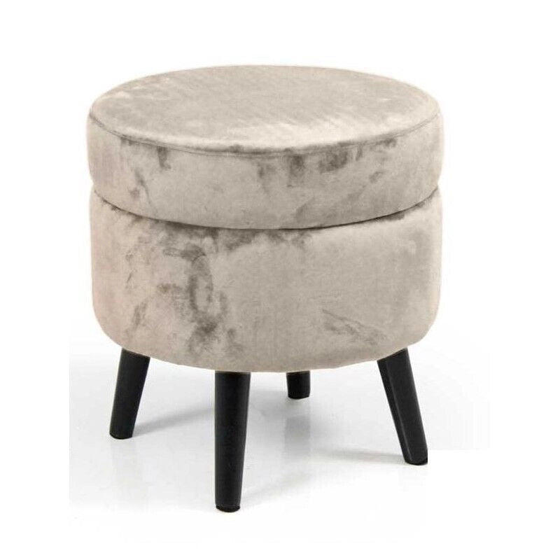 POUF CONENITORE SEDUTA IN VELLUTO E GAMBE NERE 37 X H40 CM COLORE BEIGE