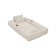 Divano letto modulare 2 posti - con tasche laterali e portabicchieri - in cord beige