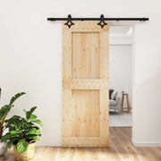 Porta scorrevole Naturale e Nero 80 x 210 cm 3445051