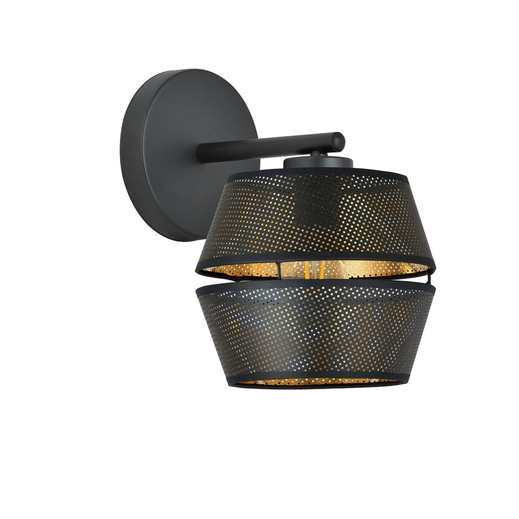 Applique Contemporanea 1 Luce Enea In Metallo Nero E Oro